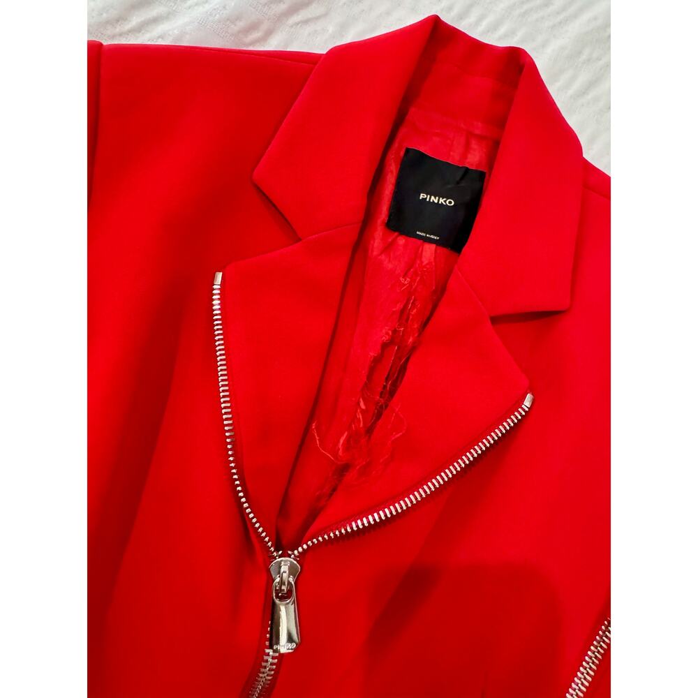 Pinko Moto Zip Blazer Women’s IT 36 US 6 Medium Red Y2K Biker McQueen - Picture 5 of 16